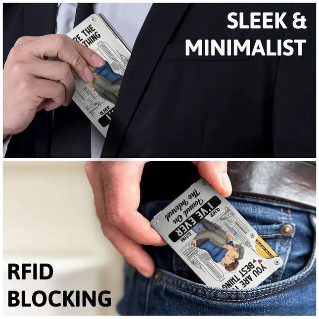 Kissing Couple Best Thing Found On The Internet - Personalized Card Wallet With Money Clip