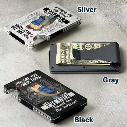 Kissing Couple Best Thing Found On The Internet - Personalized Card Wallet With Money Clip