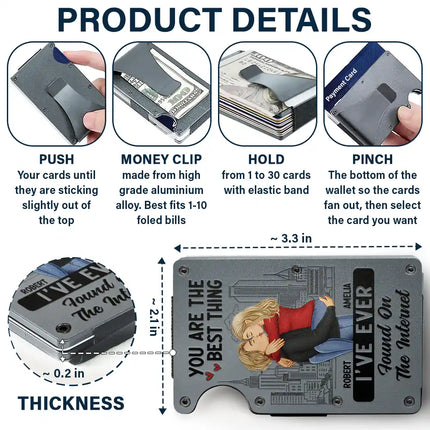 Kissing Couple Best Thing Found On The Internet - Personalized Card Wallet With Money Clip