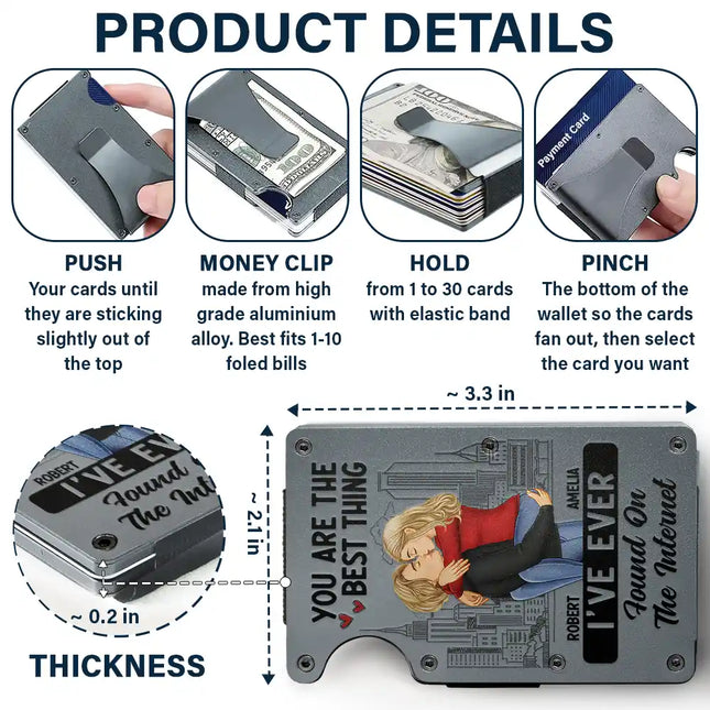 Kissing Couple Best Thing Found On The Internet - Personalized Card Wallet With Money Clip