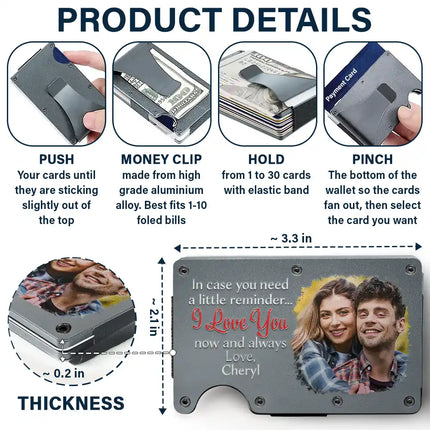 Custom Photo In Case You Need A Little Reminder - Personalized Card Wallet With Money Clip