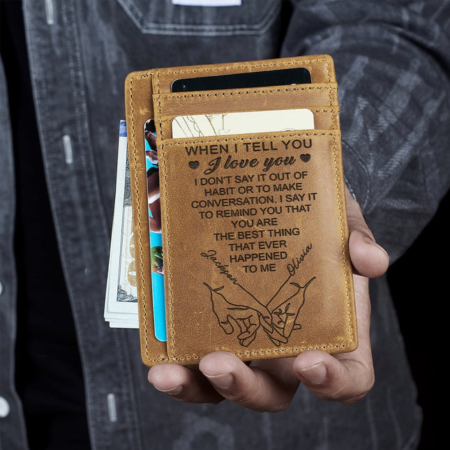 When I Tell You I Love You - Gift For Couples, Husband, Wife - Personalized Card Wallet
