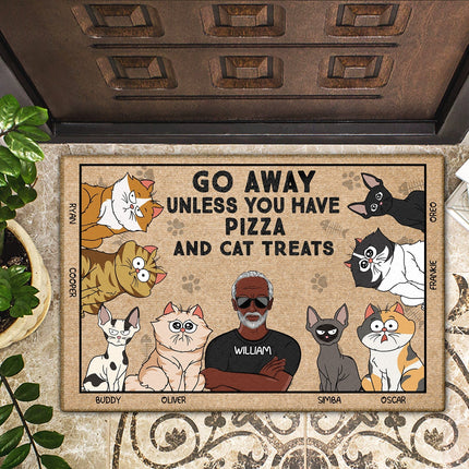 Go Away Unless You Have Alcohol And Cat Treats Funny Cartoon Cat  - Personalized Doormat