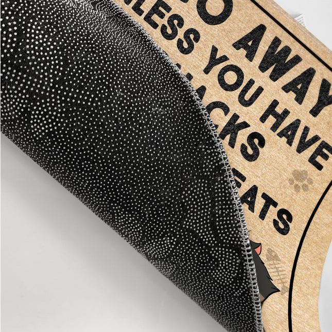 Go Away Unless You Have Alcohol And Cat Treats Funny Cartoon Cat  - Personalized Doormat