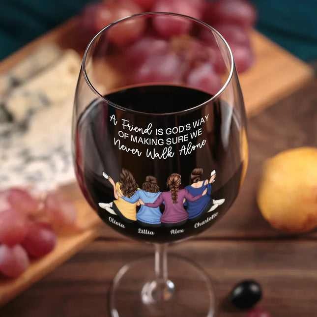 A True Friendship Is A Journey Without An End - Personalized Wine Glass