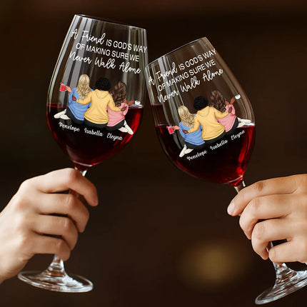 A True Friendship Is A Journey Without An End - Personalized Wine Glass
