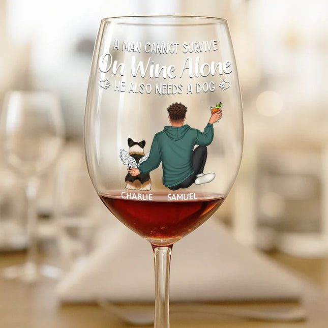 A Woman Cannot Survive - Personalized Wine Glass