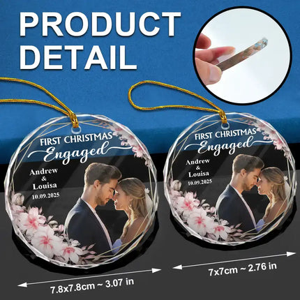 Custom Photo First Christmas Married - Personalized Glass Ornament