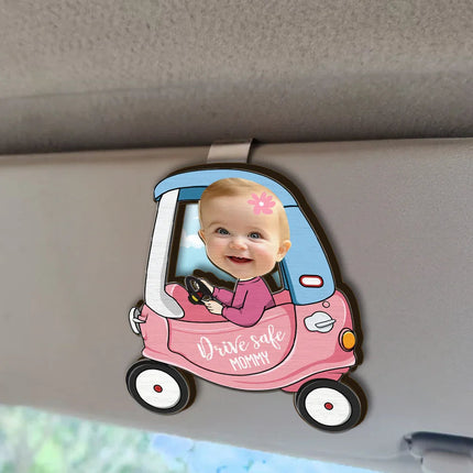 Custom Photo Cute Baby Drive Safe Daddy - Personalized Custom Shaped Car Visor Clip