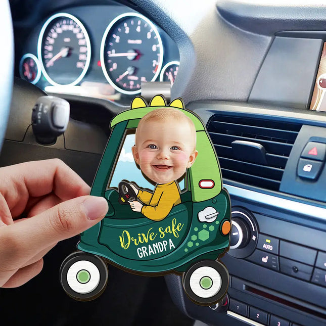 Custom Photo Cute Baby Drive Safe Daddy - Personalized Custom Shaped Car Visor Clip