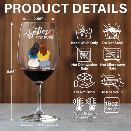 Countless Memories Our Friendship Is Endless Besties - Personalized Wine Glass
