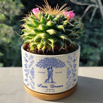 Couple Love Grows, Wedding Anniversary Gift - Personalized Ceramic Plant Pot