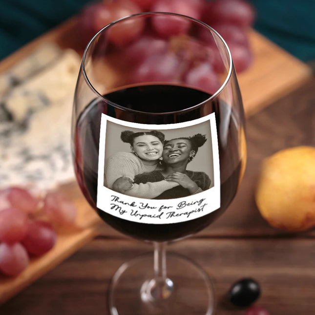 Custom Photo Besties Gray Scale Right In The Throat - Personalized Wine Glass