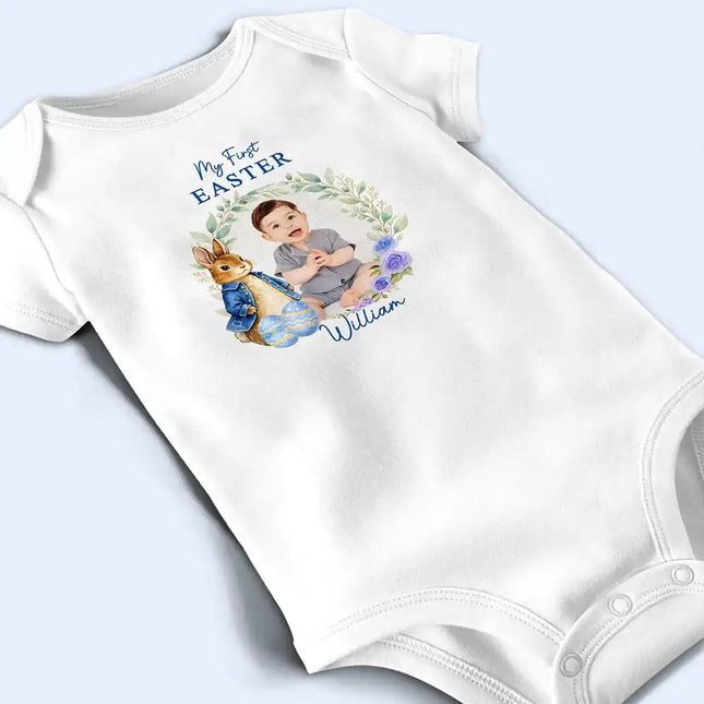 Custom Photo Bunny First Easter - Personalized Baby Onesie