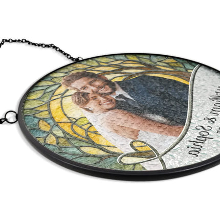 Custom Photo Couple Bride And Groom - Personalized Stained Glass Window Hanging Suncatcher