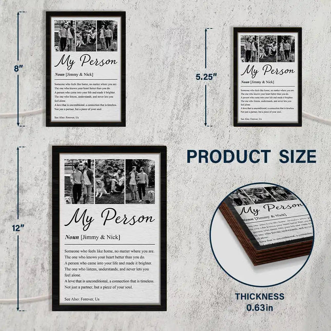 Custom Photo Couple My Person Definition - Personalized LED Light Wooden Plaque