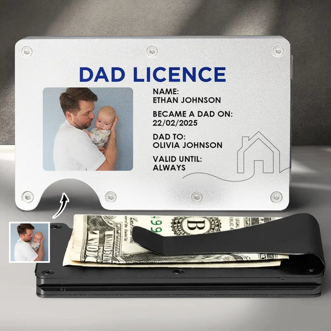 Custom Photo Dad License - Personalized Card Wallet With Money Clip