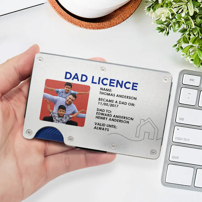 Custom Photo Dad License - Personalized Card Wallet With Money Clip