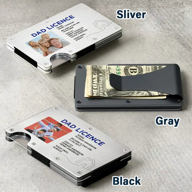 Custom Photo Dad License - Personalized Card Wallet With Money Clip