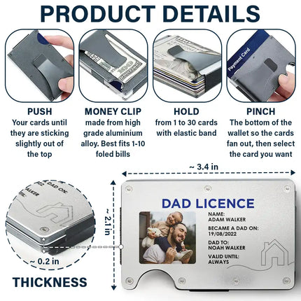 Custom Photo Dad License - Personalized Card Wallet With Money Clip