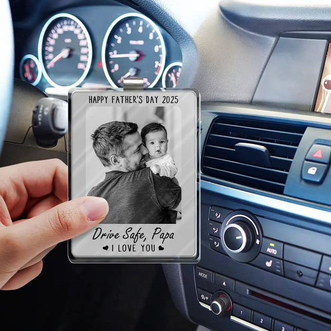 Custom Photo Drive Safe I Love You - Personalized Custom Shaped Acrylic Car Visor Clip