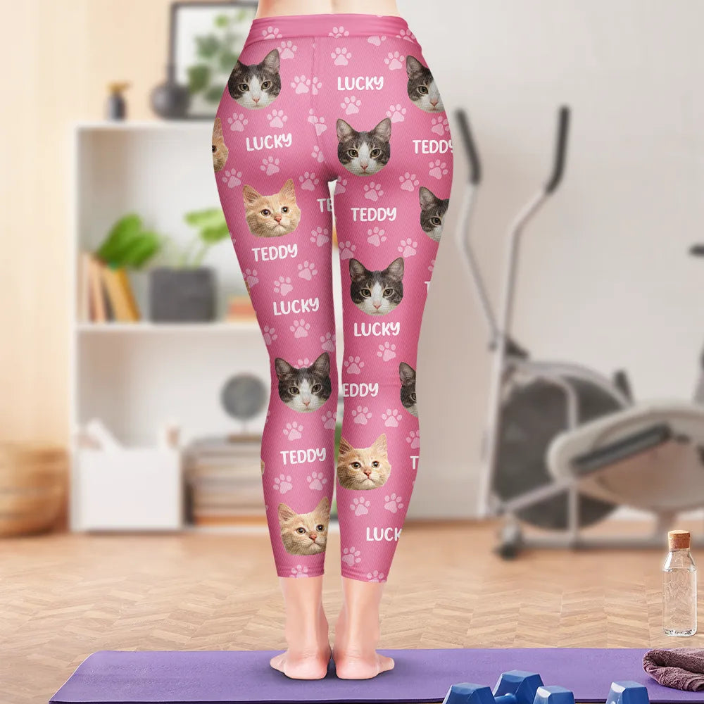 Custom Photo Funny Pet Face Pattern Dog Cat Family - Personalized Leggings