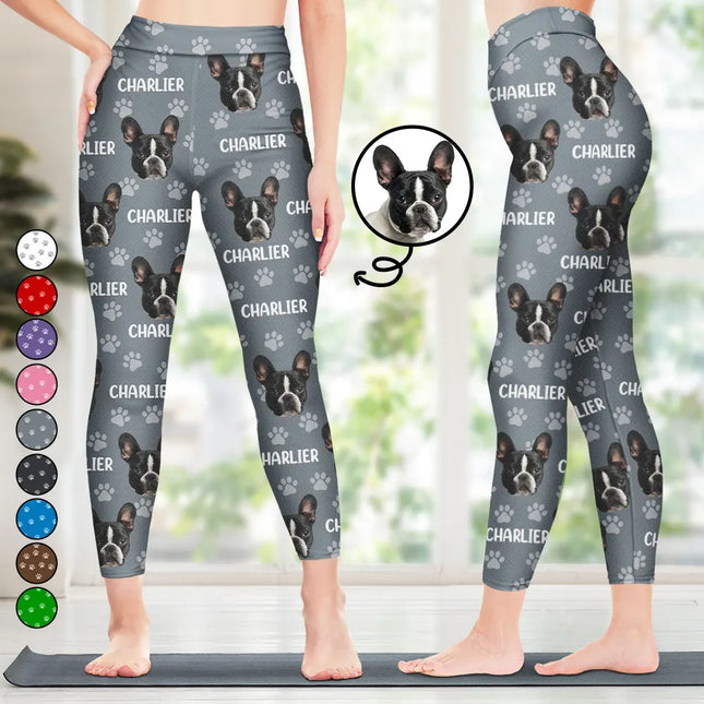 Custom Photo Funny Pet Face Pattern Dog Cat Family - Personalized Leggings