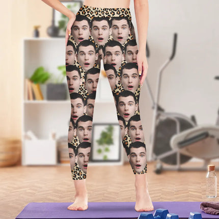 Custom Photo Husband Boyfriend Funny Face - Personalized Leggings