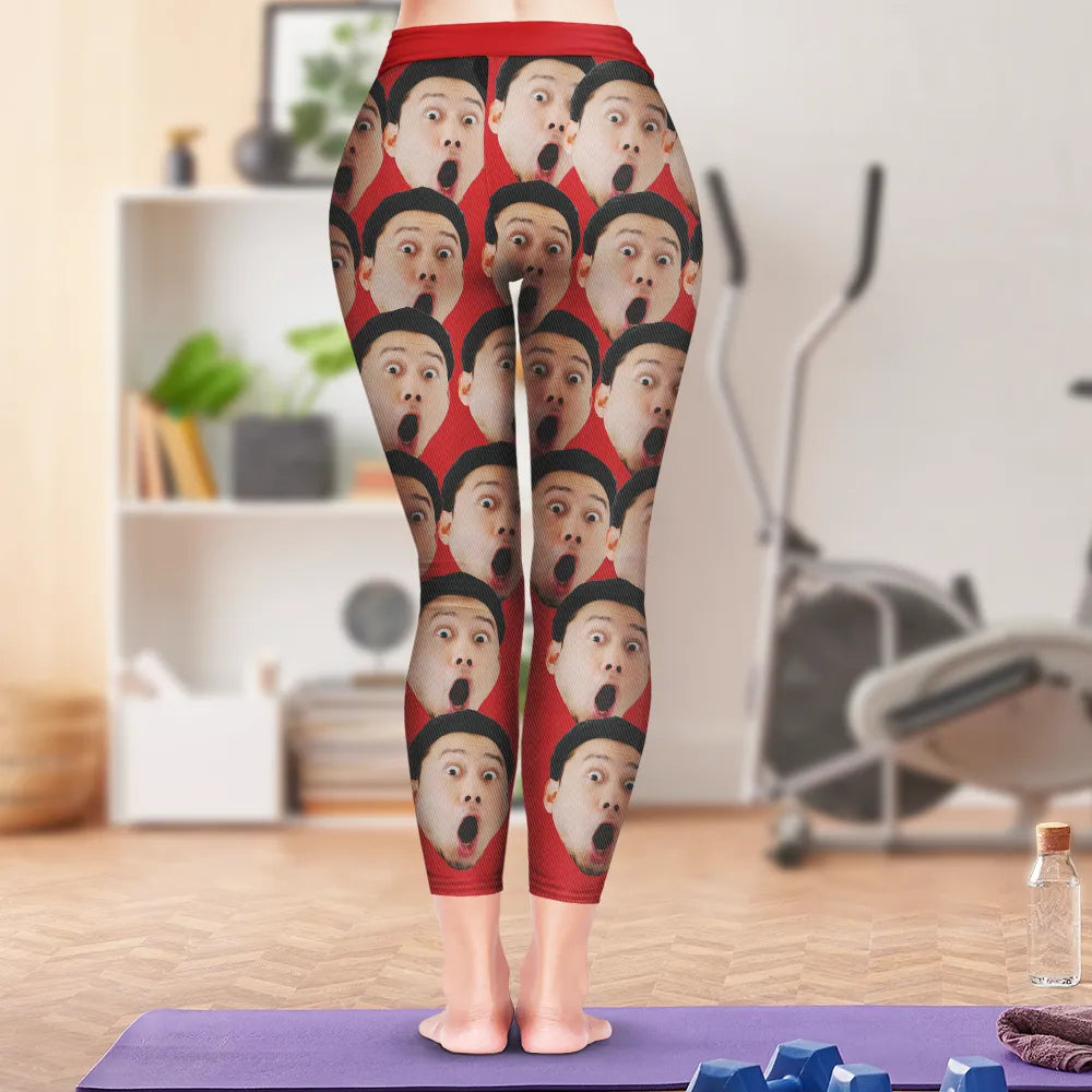 Custom Photo Husband Boyfriend Funny Face - Personalized Leggings
