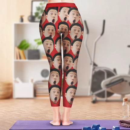 Custom Photo Husband Boyfriend Funny Face - Personalized Leggings