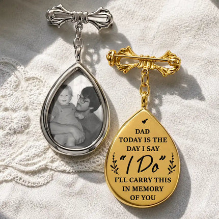 Custom Photo On Your Wedding Day My Heart Is There - Personalized Teardrop Pin