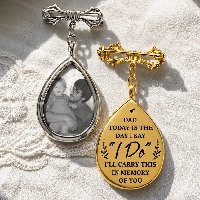 Custom Photo On Your Wedding Day My Heart Is There - Personalized Teardrop Pin