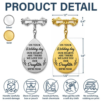 Custom Photo On Your Wedding Day My Heart Is There - Personalized Teardrop Pin
