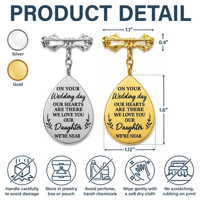 Custom Photo On Your Wedding Day My Heart Is There - Personalized Teardrop Pin