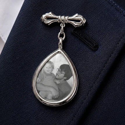 Custom Photo On Your Wedding Day My Heart Is There - Personalized Teardrop Pin
