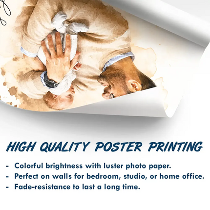 Custom Photo Realistic Watercolor Art I Love You Dad Grandpa - Personalized Poster