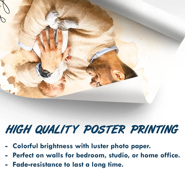 Custom Photo Realistic Watercolor Art I Love You Dad Grandpa - Personalized Poster
