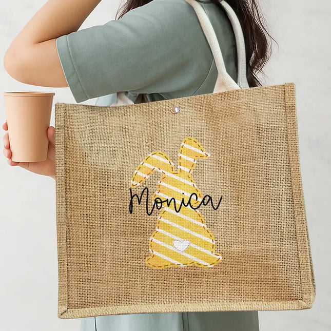 Easter Egg Hunt - Personalized Jute Beach Bag