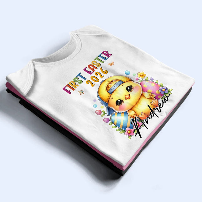 First Easter Bunny Chicken With Alphabet Letters - Personalized Baby Onesie