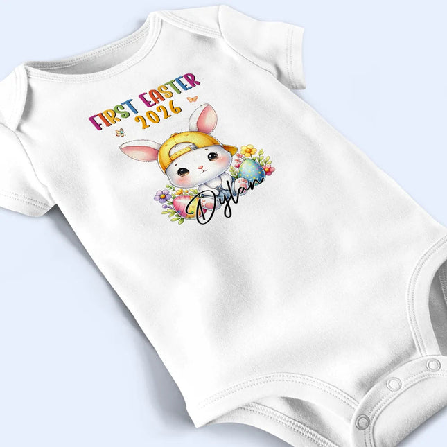 First Easter Bunny Chicken With Alphabet Letters - Personalized Baby Onesie