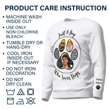 Custom Photo Just A Girl Who Loves Dog - Gift For Dog Lovers - Personalized Sweatshirt With Sleeve Imprint