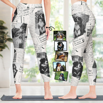 Custom Photo Newspaper - Birthday, Loving Gift For Gym Lady, Yoga Girl, Pet Mom - Personalized Leggings
