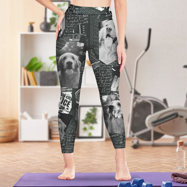 Custom Photo Newspaper - Birthday, Loving Gift For Gym Lady, Yoga Girl, Pet Mom - Personalized Leggings