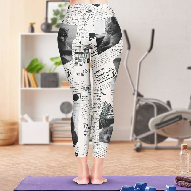 Custom Photo Newspaper - Birthday, Loving Gift For Gym Lady, Yoga Girl, Pet Mom - Personalized Leggings