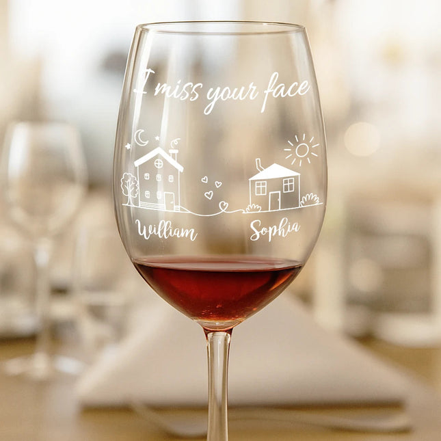 I Wish You Lived Next Door - Personalized Wine Glass