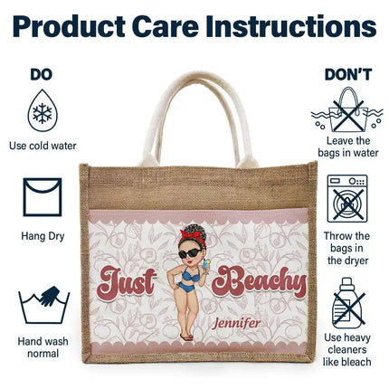 Just Beachy - Personalized Jute Tote Bag
