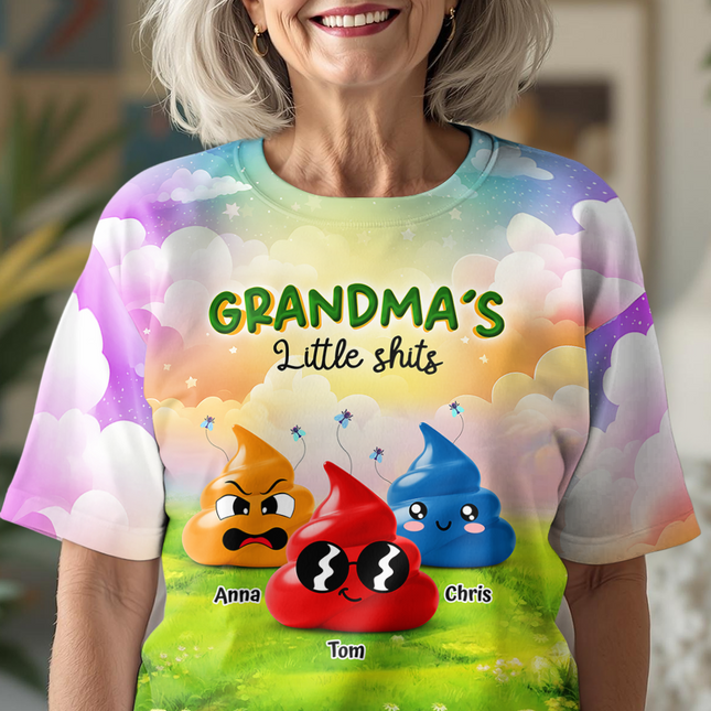 Grandma's Little Sh*ts Personalized 3D Shirt Funny Gift For Grandma, Mommy