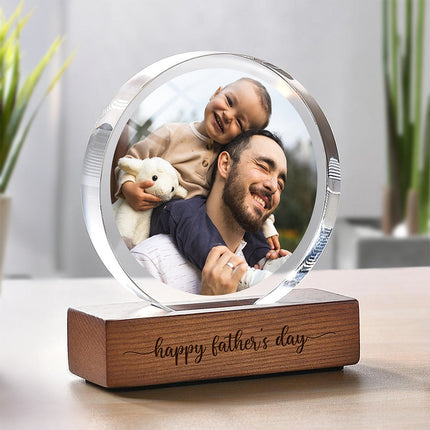 Custom Dad & Kid Photo Round Acrylic Frame Block Father's Day Gift For Dad