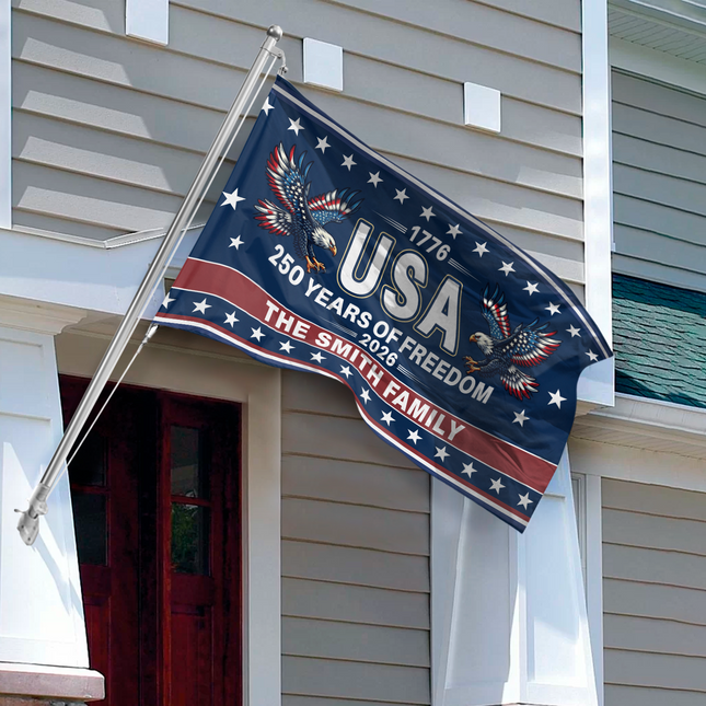US 250th Anniversary 1776-2026 Patriotic 250 Years Of Freedoms House Flag