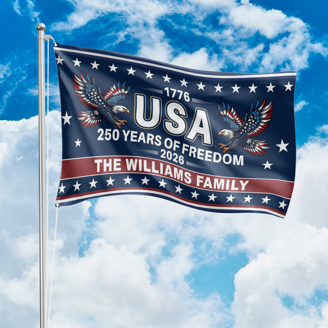 US 250th Anniversary 1776-2026 Patriotic 250 Years Of Freedoms House Flag